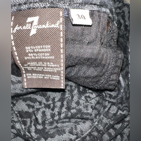 7 For All Mankind Black Gray Zebra Print Textured Skinny Jeans Size 30 - Picture 8 of 9